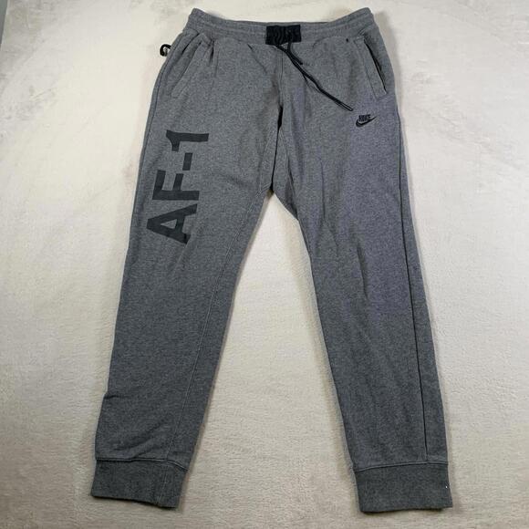 Nike AF-1 Pants Mens Large Gray Winterized Joggers Sweatpants Air Force 1‎ Logo - Picture 1 of 15